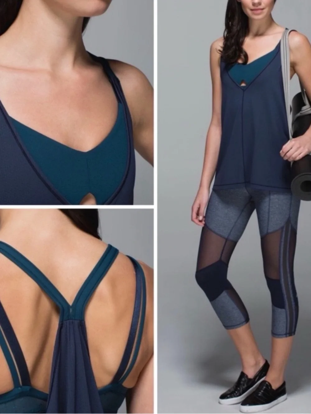 lululemon athletica Navy & Teal Layered V-Neck Strappy Tank